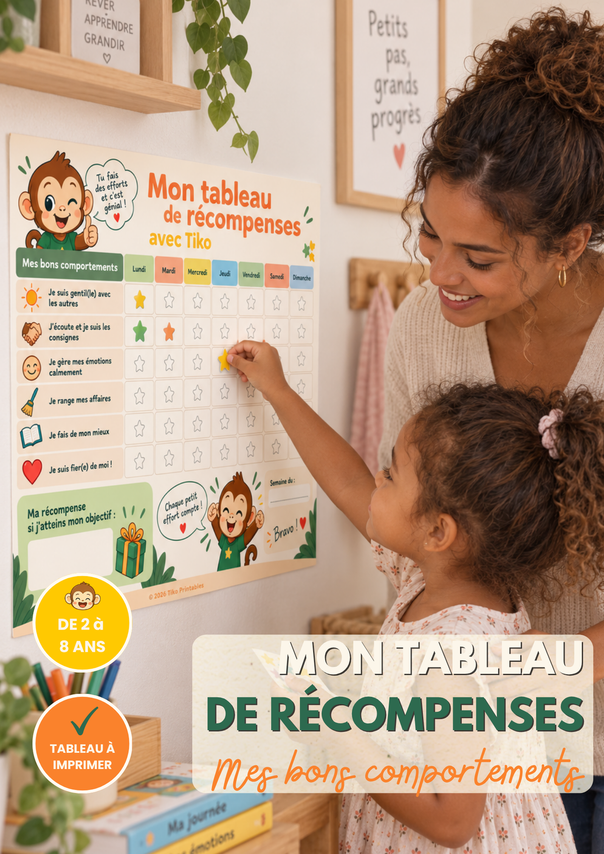 Tableau de récompenses TIKO "Mes bons comportements" - à imprimer